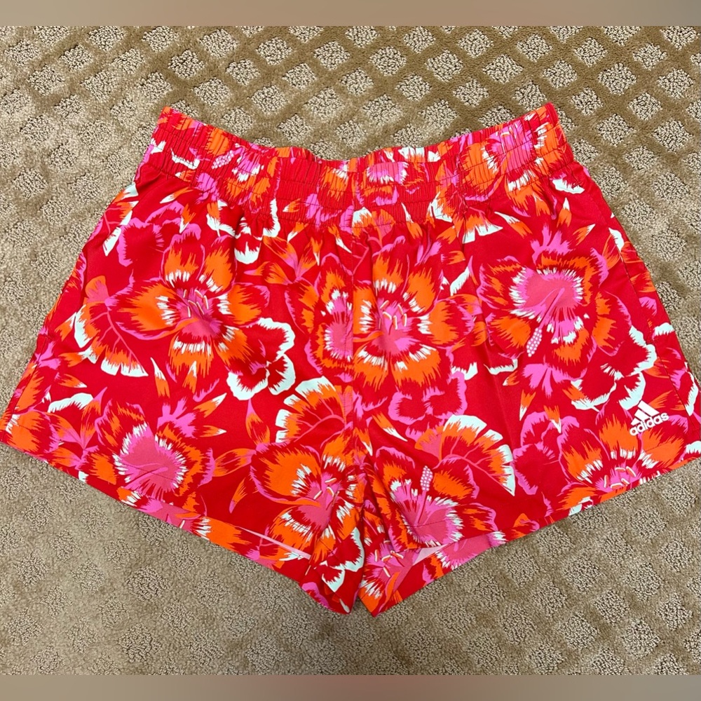Adidas floral shorts.